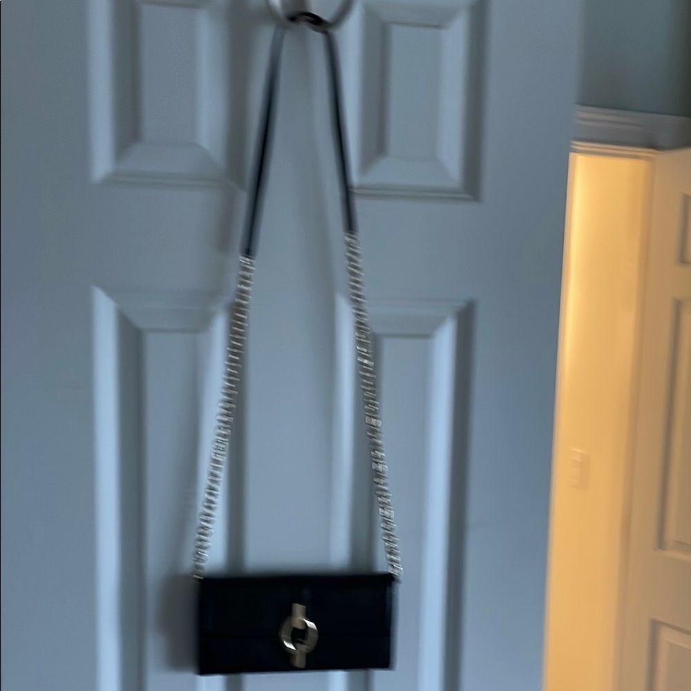 Diane Von Furstenberg Black Crossbody Bag with Silver Chain